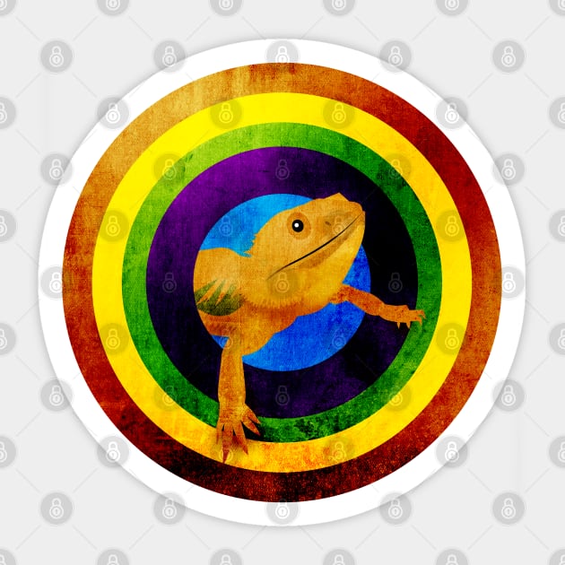 BEARDIE !!! BEARDED DRAGON ILLUSTRATION DESIGN WITH RAINBOW MOTIF Sticker by CliffordHayes